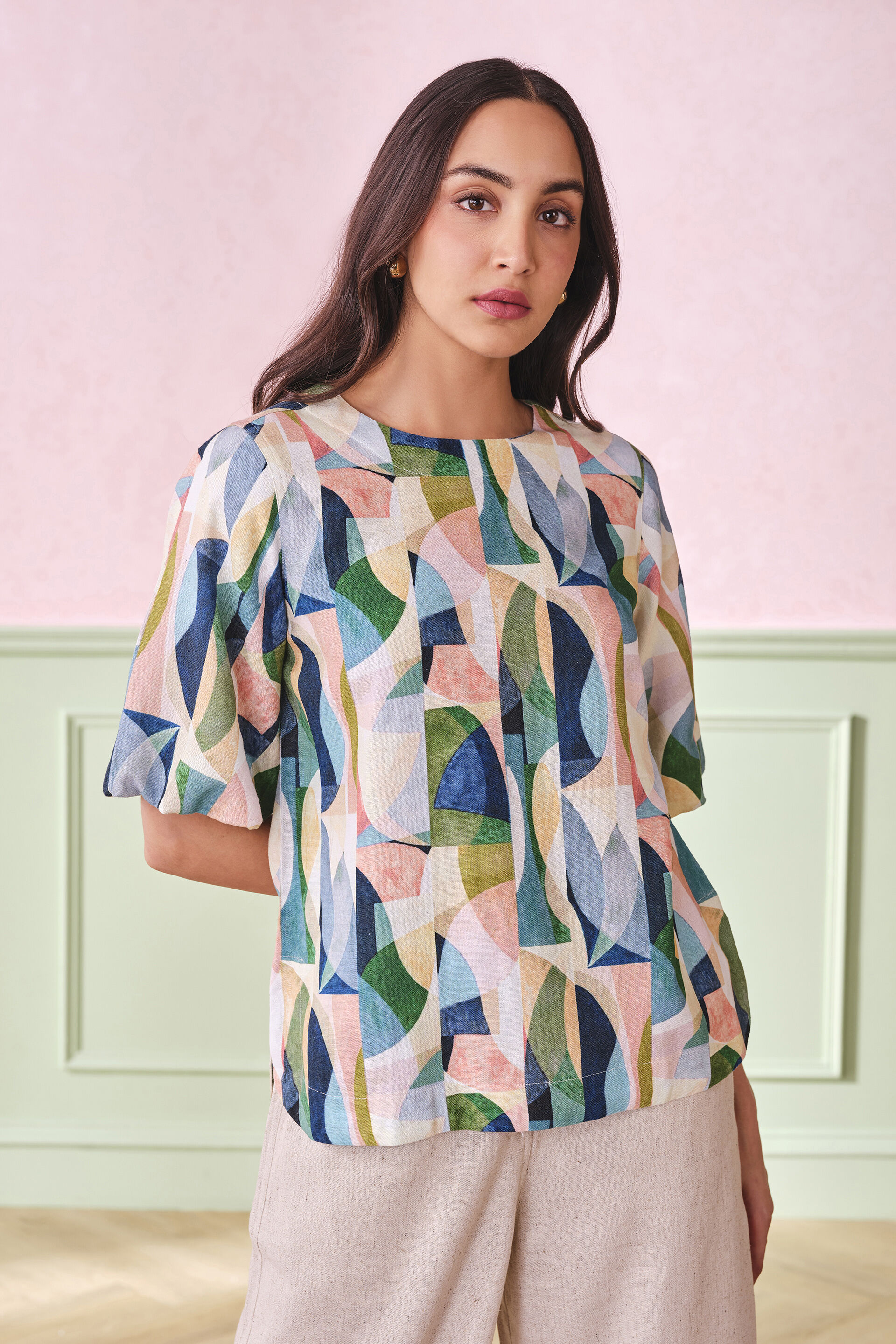 Geo Penchants Viscose Blend Top, Multi Color, image 3